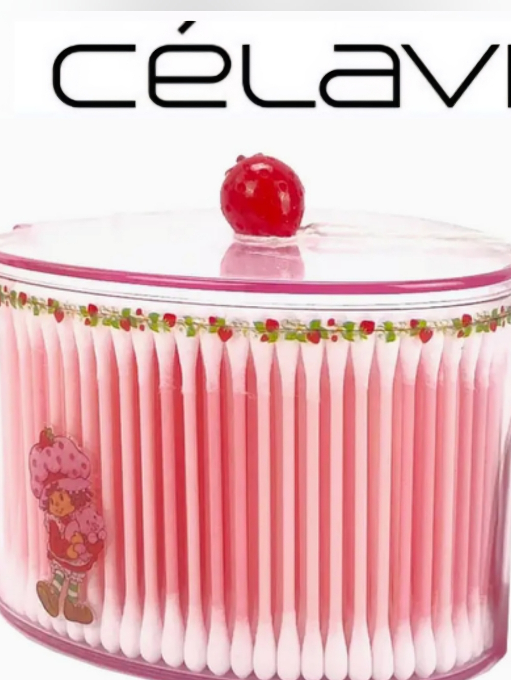 Celavi X Strawberry Shortcake 500PC Cotton Picks w/Decorative Jar